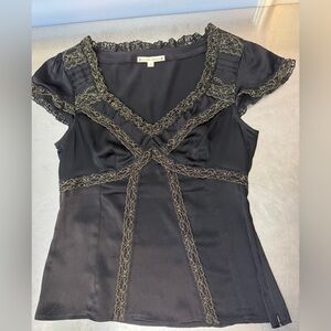 Nanette Lepore silk Lace Trim Top